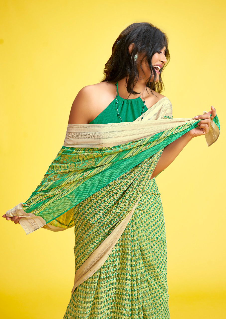 Sr Aarya Casual Wear Weaving Printed Georgette Designer Saree Collection